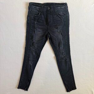 True Religion Jeans Men's Size 30 Black Mick Slouchy Skinny Zipper Ankle
